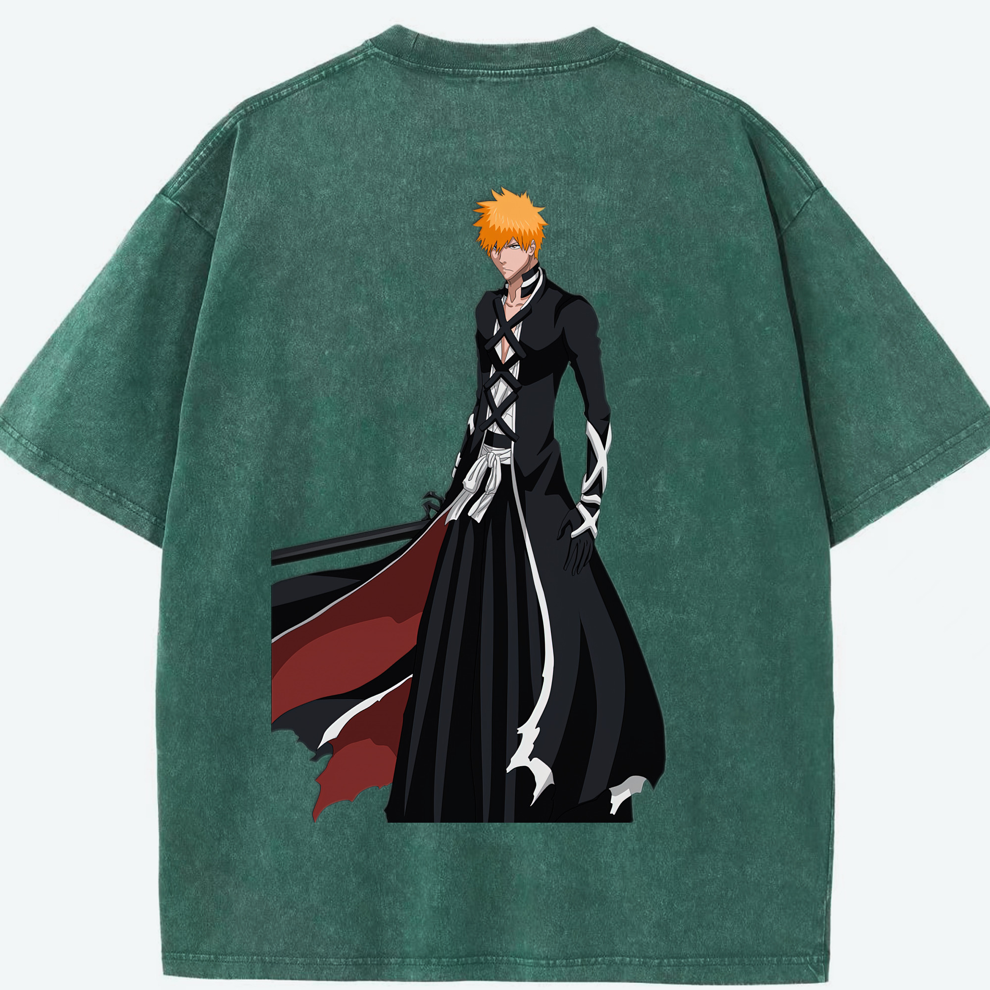 （画像用） ブリーチ 黒崎一護（くろさき いちご）BLEACH Kurosaki Ichigo 綿100% ヴィンテージ風 半袖Tシャツ（背面プリント）